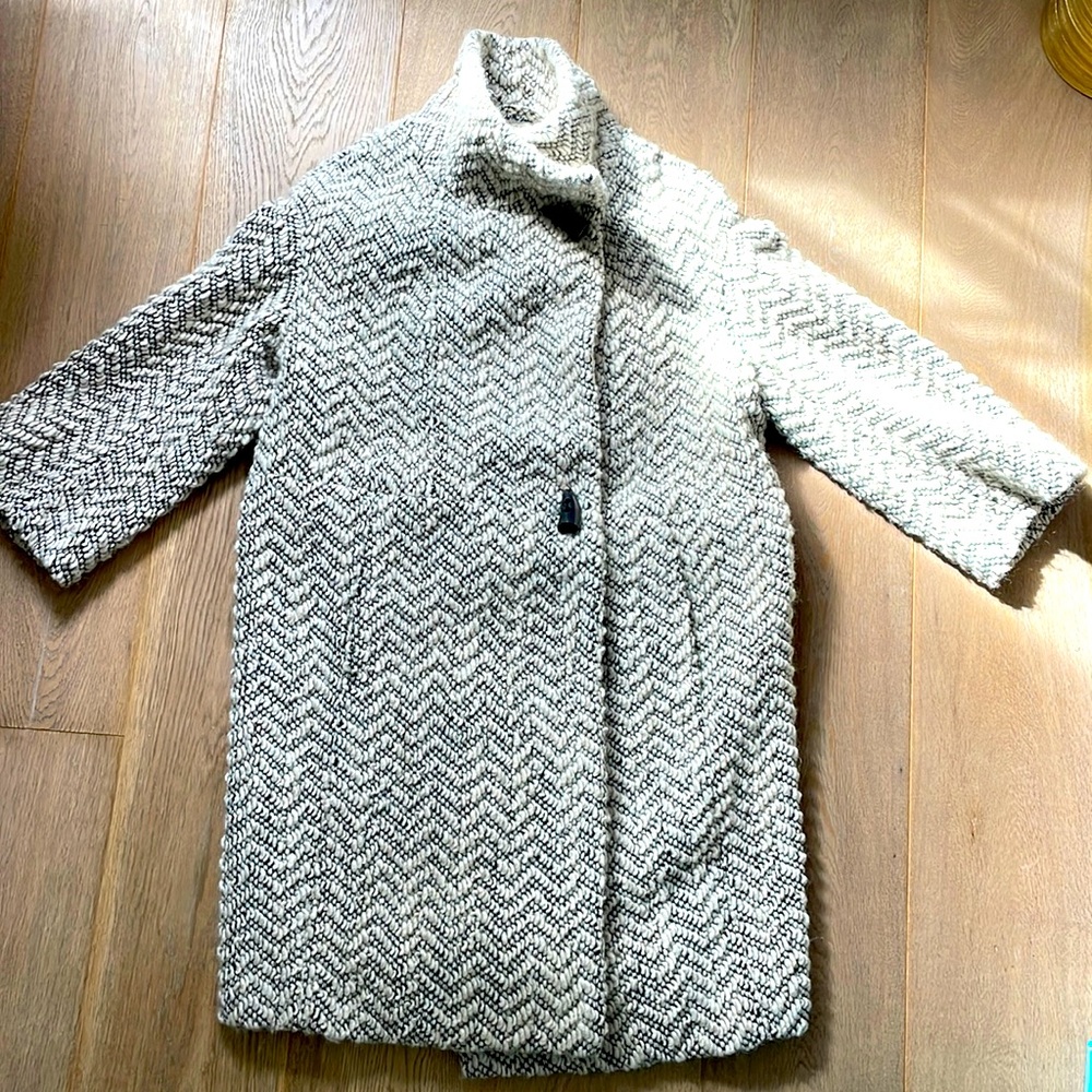 Coat 3/4 Sleeves Wool/Angora/ Poly with vegan fur lining